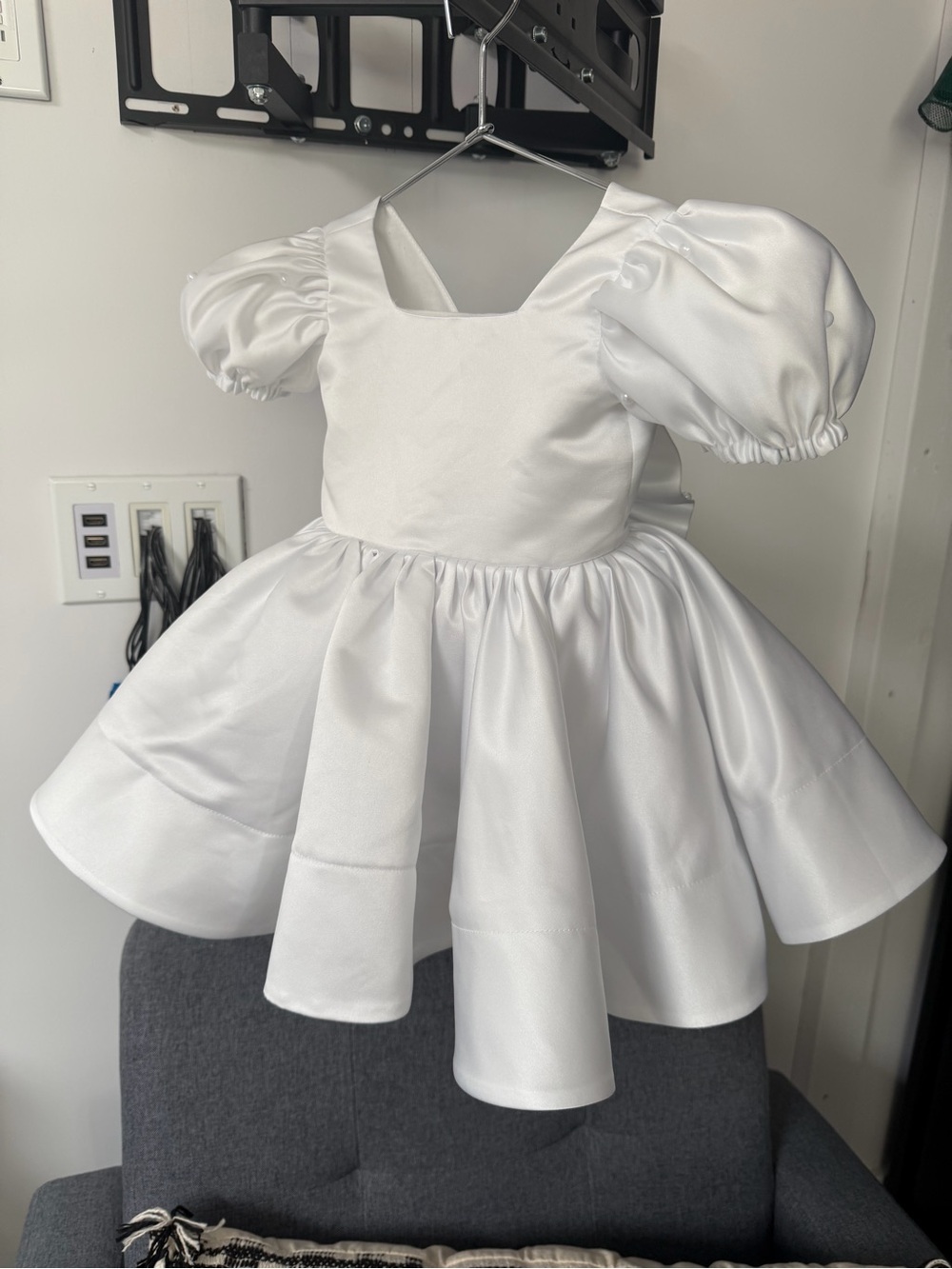 Flower Girl Dress with Pearls, Wedding girl Dress, Sati